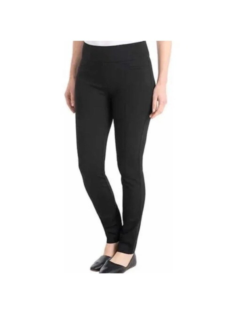NWT Dalia Women's L Black Pull-On Stretch Pants Tummy Control Mid Rise B1391